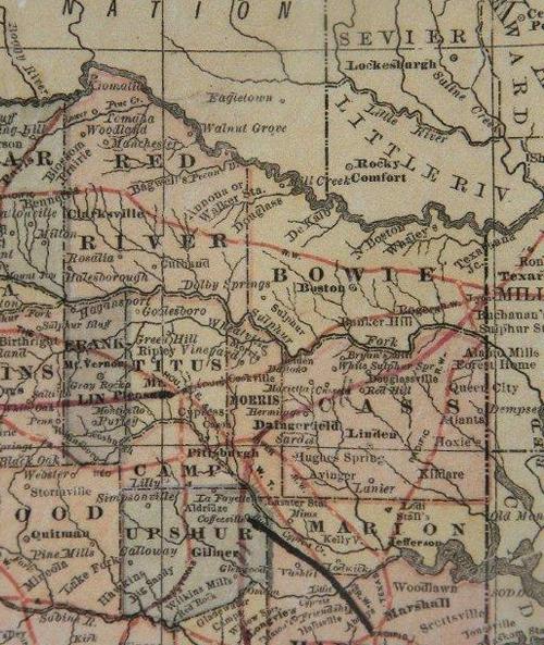 TX - Cass County 1882 map