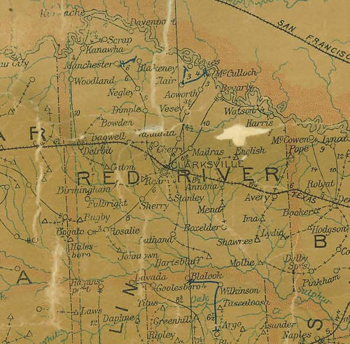 Red River County Texas 1907 postal map