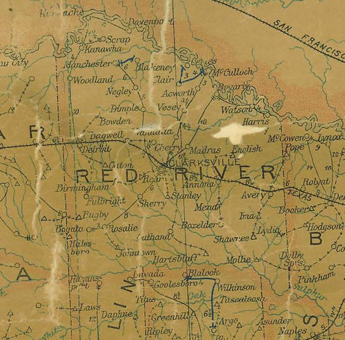 Red River County Texas 1907 Postal Map