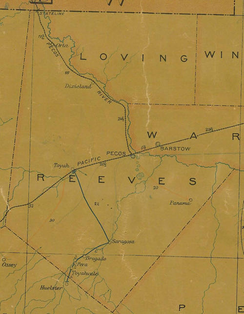 Reeves County TX 1907 Postal Map