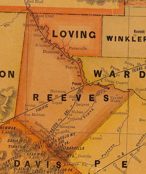 Reeves County TX 1920s Map