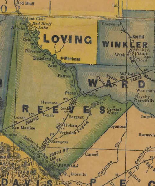 Reeves County TX 1940s Map