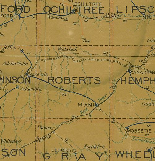 Roberts  County TX 1907 postal map
