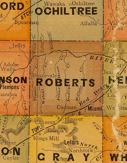 TX Roberts  County 1920s Map