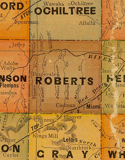 TX Roberts  County 1920s Map