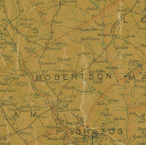 Robertson County 1907 Postal map