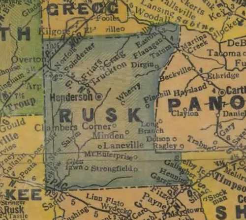 TX Rusk County 1940s Map