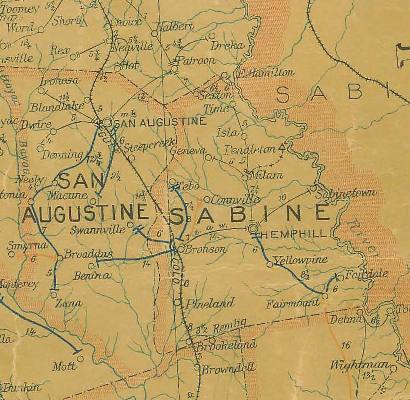 TX - Sabine County 1907 postal map
