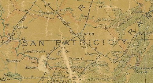 San Patricio County TX 1907 Postal Map