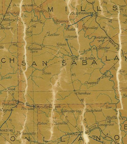 TX San Saba  County 1907 Postal Map