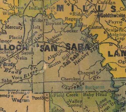 TX San Saba  County 1940s Map