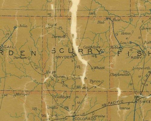 Scurry County TX 1907 postal map