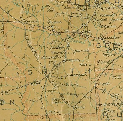Smith County TX 1907 Postal Map