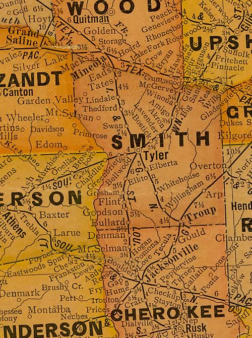 Smith County Texas 1920s map