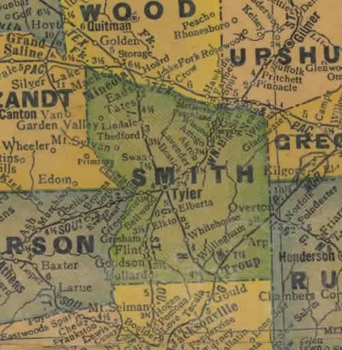 Smith County Texas 1940s map