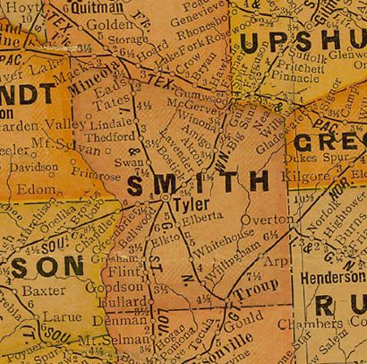 Smith County Texas 1920s map