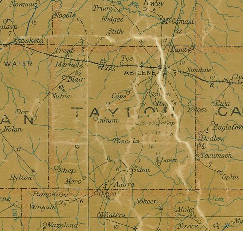 Taylor County Texas 1907 Postal map