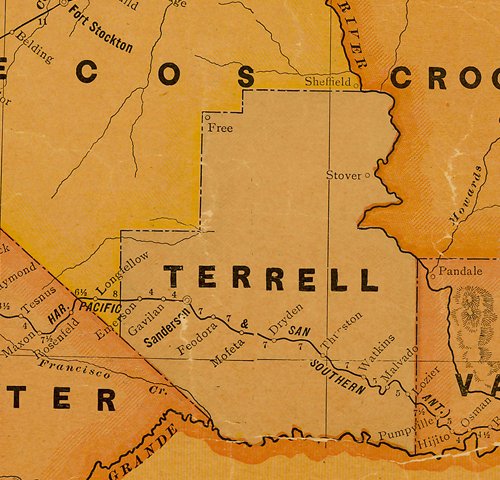 Terrell County TX 1920s Map.