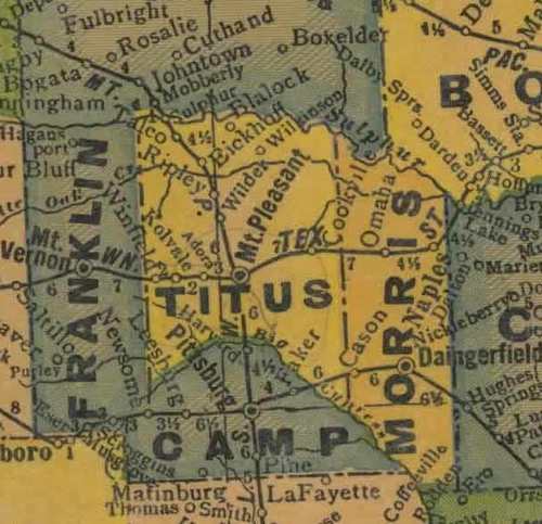 TX Titus  County 1940s Map