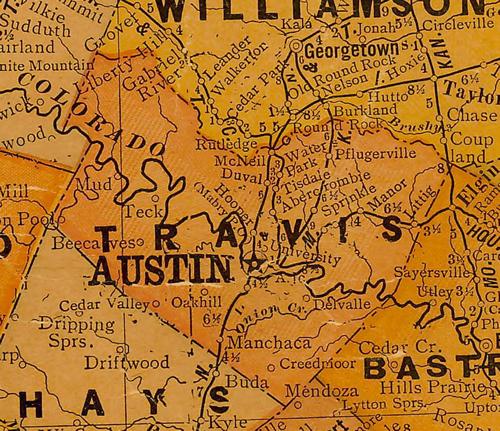 Travis County TX 1920s Map