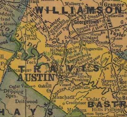 Texas Travis County 1940s map