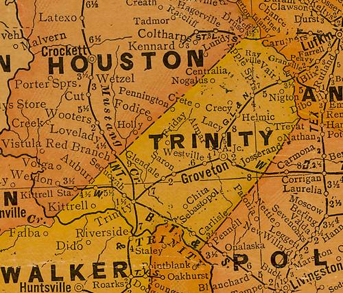 Trinity County Texas 1920s map