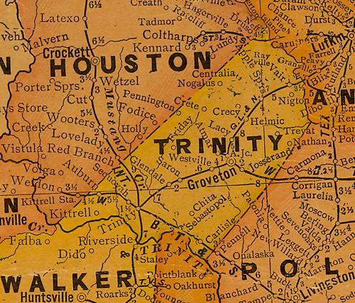 Trinity County Texas 1920s map