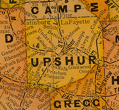 Upshur County TX 1920s Map