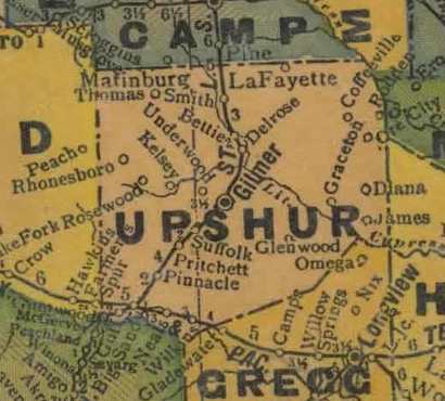 TX Upshur County  1940s map