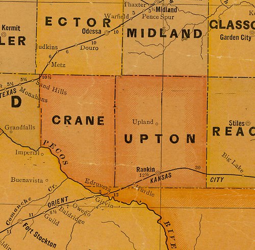 Upton County TX 1920s map