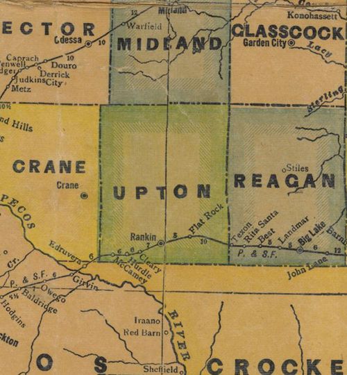 Upton County TX 1940s map