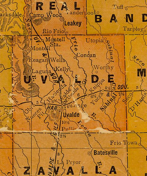 Uvalde County Texas 1920s map
