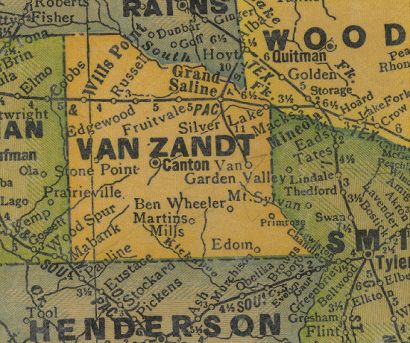 TX  Van Zandt County 1940s Map