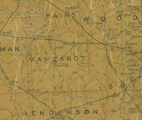 TX Van Zandt County 1907 Postal Map