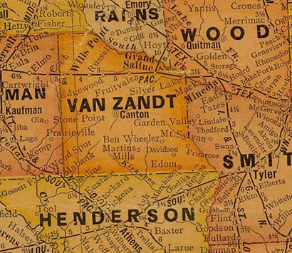 Wood County Texas  1920s  map