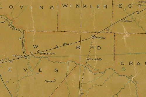 Ward County TX 1907 postal map