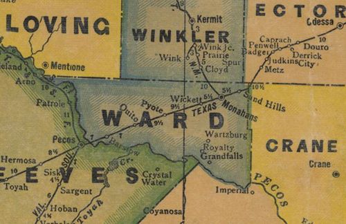 Ward County TX 1940s map
