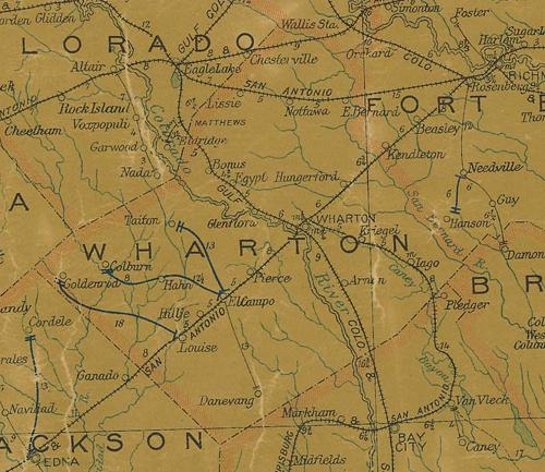 TX  Wharton County 1907 Postal Map