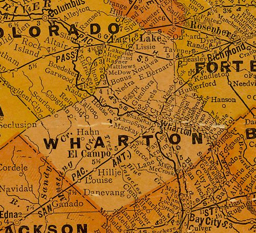 Wharton County Texas 1920s map