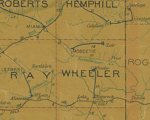 Wheeler County TX 1907 postal map