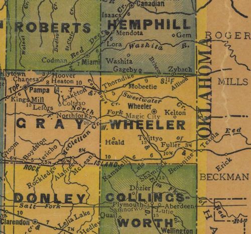 Wheeler County TX 1940s map