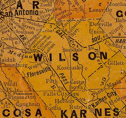 TX Wilson County 1920s Map