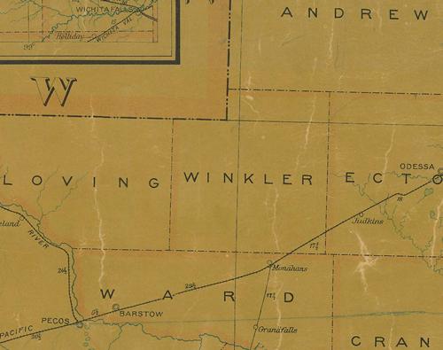 Winkler County TX 1907 postal map