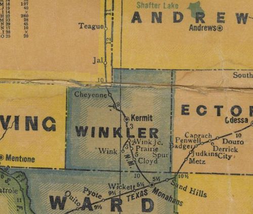 Winkler County TX 1940s map