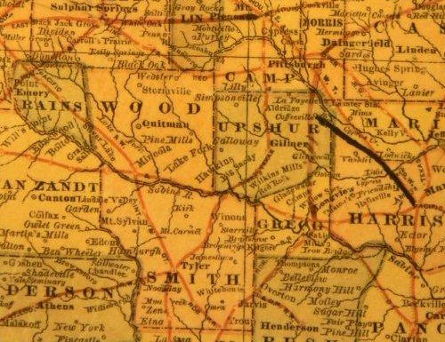 Rains County Texas  1882  postal map
