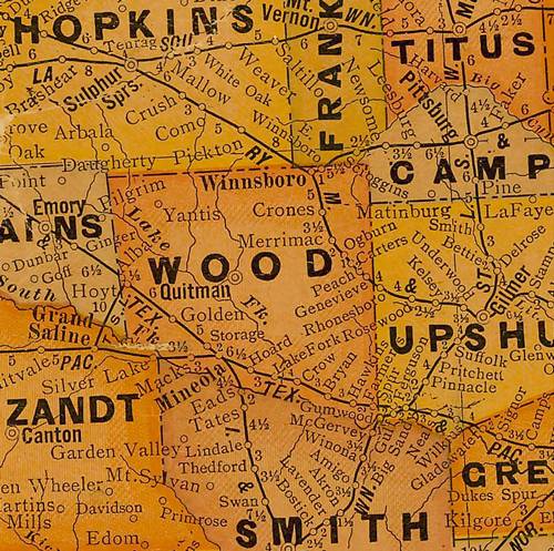 Wood County Texas 1920s map