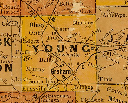 Young County Texas  1920s  map