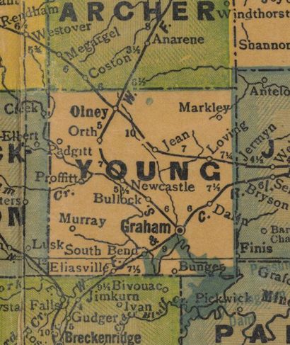 TX  Young County 1940s map