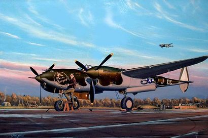 P-38 Lightning  painting "Texas Ranger & Friend