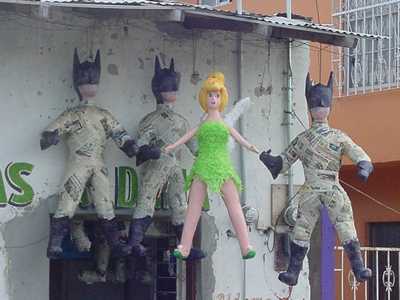 Paper mache pinata, Tinker Bell pinata. Batman Pinata